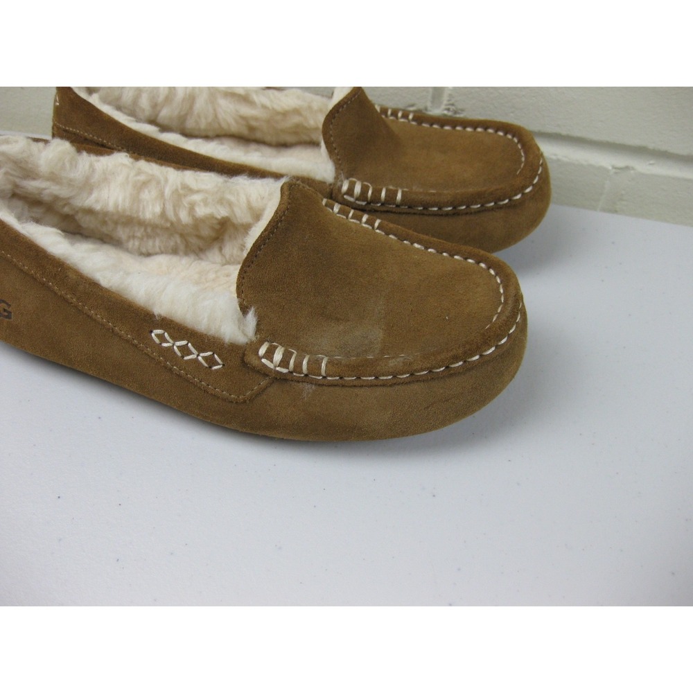 UGG Suede Ansley Shearling Slippers Womens (6) Driving Moccasin Y2K Brown - Picture 6 of 13